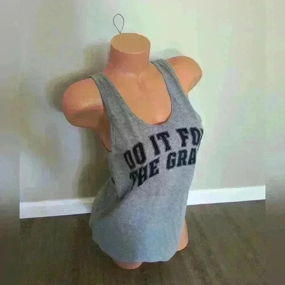 Women's Do It For The Gram Victoria's Secret Pink Criss Cross Tank Top XS Gray - Picture 2 of 7